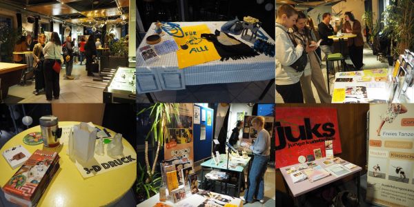 Collage mit Fotos der Stände des Markts der Möglichkeiten