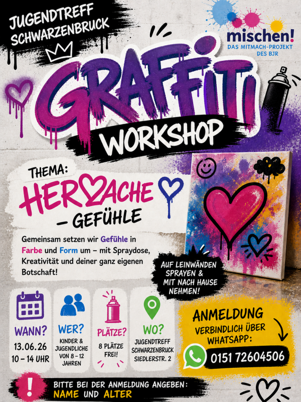 Flyer des Workshops Streetart mit Herz